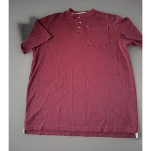 CE Schmidt Short Sleeve Henley Waffle Knit Maroon Shirt Size Large